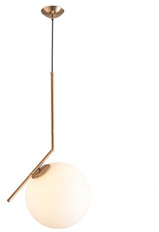 MZStech Modern Fashion hierro y vidrio luz lampara colgante esférica Base en E27 LED bombilla (20CM)