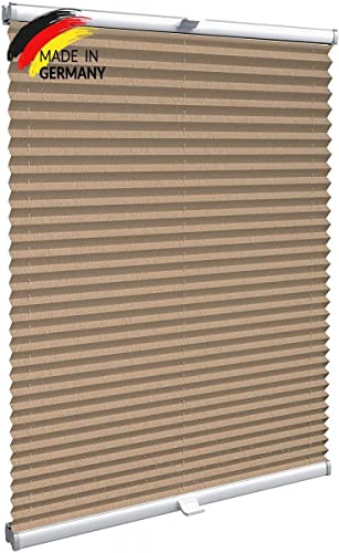 Gardinen21 Konfigurieren Sie Ihr eigenes Plissee zum Kleben | Plissee ohne Bohren nach Maß für Türen & Fenster | Sichtschutz für Fenster, Blickdichte Rollos in Crushed Optik