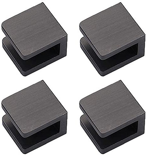 LukLoy Glashalter, Regalhalterung, Klemmträger (8–10 mm Glas), Schwarz, 4 Stück