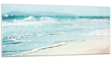 Decoracion Salon Borde Ola Agua Vidrios decorativos 120x50cm Cuadro Sobre Vidrio Moderno Dormitorio Cocina Cuadros Pared Impresiones Impresión en Cristal Wall Art Prints Decor Grande GAB120x50-5084