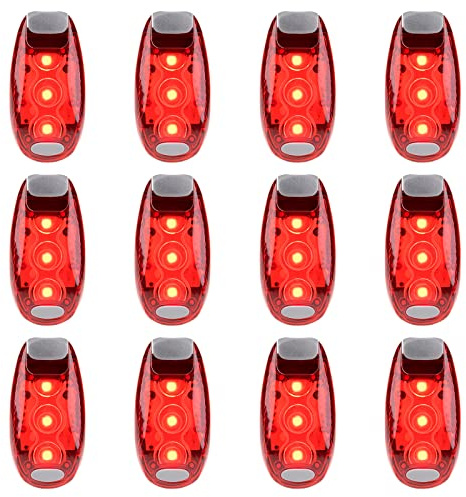 Awpeye 12 Pack Led Safety Light, Safety Light, High Visibility Strobe Running Lights Used for Bicycle, Walking Etc. Clip-On Running Lights Clip to Clothes Strap to Wrist, Bike Or Anywhere (Red)