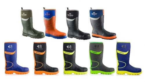 Buckbootz BBZ8000 GREY GREEN BUCKLER Hi VISABILITY FULL SAFETY WELLINGTON BOOT ANKLE PROTECTION & SUPPORT WATERPROOF METAL FREE (uk_footwear_size_system, adult, men, numeric, wide, numeric_13)