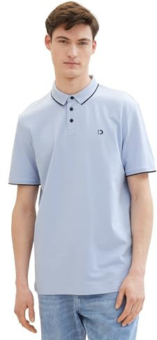TOM TAILOR Denim Herren Basic Piqué Poloshirt, Brunnera Blue, S