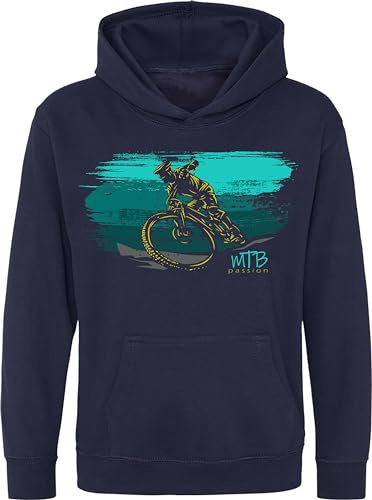 minifan Pull de vélo pour enfants : VTT Passion - Sweat à capuche pour garçons Cadeaux de vélo garçons et filles Sweat à capuche Cycliste en VTT BMX Scooter Vélo de plein air Downhill, bleu foncé, M