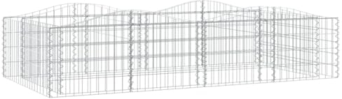 vidaXL Arched Gabion Raised Bed Wall - 200x100x50 cm Silver Galvanised Iron, Sturdy Garden Border, Easy-to-Assemble Outdoor Landscape Feature
