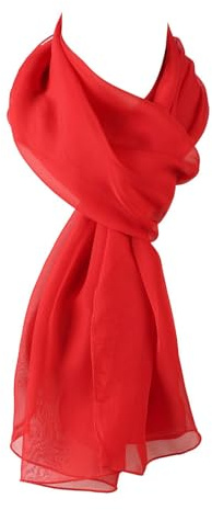 World of Shawls Chiffon Scarves Wraps for Wedding Party Special Occasions Women Plain Neck Scarf Soft Headwrap Girls Headscarf Sheer Wrap (Red)