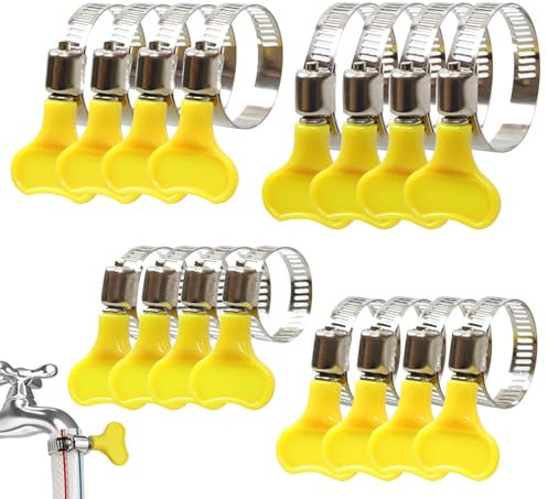 16 Pcs Hose Clips Set Jubilee Clips Stainless Steel Tightening Pipe Clips Adjustable Pipe Clips Worm Drive Clamps Assortment Kit for Securing Home Gas Flexible Connections (4 Size)
