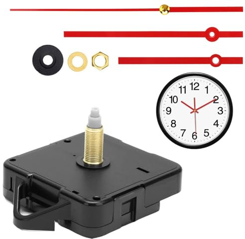 CAISYE Geräuschloses Uhrwerk Set, Uhrwerk für Wanduhr 24MM, Inklusive Uhrzeiger, Robust, Clock Ersatzteile Ersatz, Teile Reparatur-Kit (Rot)