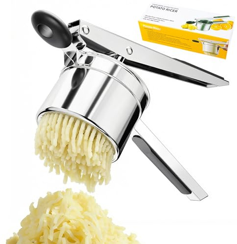 KAYCROWN Potato Ricer, Heavy Duty Stainless Steel Potato Masher and Ricer for Mashed Potatoes Tool, Lemon Squeezer