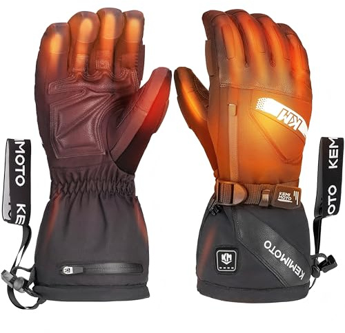 KEMIMOTO Gant Chauffant Moto, Gants Chauffants Hiver Coussin EVA, Écran Tactile et Résistants à l'usure, Thermiques Électriques la Moto, Le Ski, Le Scooter