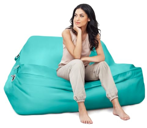 Aiire Pouf Esterno Design in Olefina - [180x140] Puffo per Sedersi Moderno con Imbottitura - Puff Poltrona a Sacco per Piscina, Giardino o Terrazza - Bean Bag o Cuscini da Pavimento XXL Beige