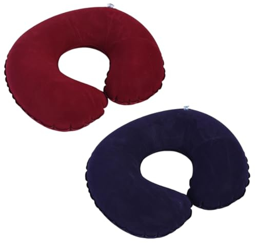 GXGM Almohada Viaje Hinchable (2 unidades) cojin viaje cuello para avión, coche y tren, fácil ajuste de inflado