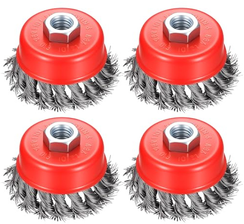 4 Pcs Cepillo Alambre Taladro para Amoladora Angular, 75 mm Cepillo de Alambre para Taladro con M14 Modelos, Cepillos para Pulir Taladros, Esmerilar, Desbarbar y Eliminar óxido