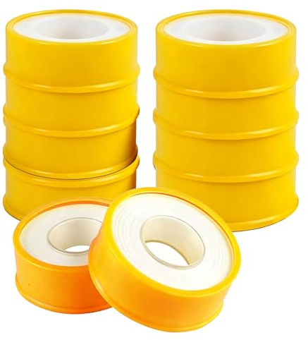 10 Rollos de Cinta de Teflón Profesional para Sellado, Cinta PTFE de Alta Resistencia, para Conexiones de Tuberías, Resistente al Calor y al Agua, Ideal para Instalaciones de Agua Fría y Caliente