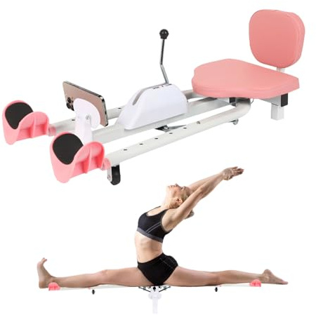 FAHKNS Leg Stretcher - Split Machine for Leg Stretching, Flexibility Stretching Equipment - Ballet, Yoga, Dance, Martial Arts (Pink, New Model with Backrest and Phone Holder)