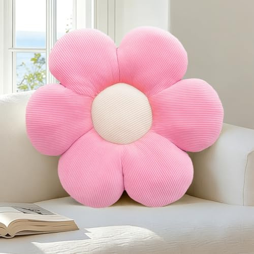 dellyy Large Cuscino a Forma di Fiore, Decorative Cuscino Decorativo Letto, Soft Cuscino Fiore, Cozy Cuscino Decorativo Bambini for Living Room, Study, Balcony, Sofa (Rosa bianco, 50cm)