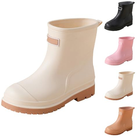Botas de goma para mujer, medias altas, ligeras, impermeables, cómodas, de jardín, con tacón, antideslizantes, de goma, para exteriores, informales, de pesca, Rosa., 40 EU
