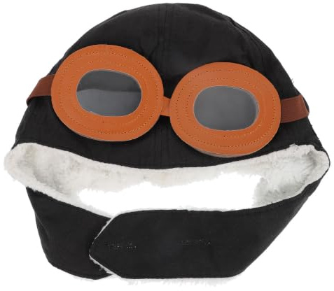 OHPHCALL Bonnet Portable et Filles au Chapeau Pilote Chaud Garçon pour Design, Coton, Noir Facile à Nettoyer Hiver Activités en Plein Air par Temps Froid Intérieur