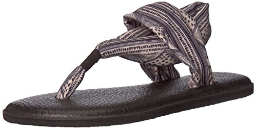Sanuk Damen Yoga Sling 2 Solid Vintage Flip-Flop, Braun (Tan/Black Geo Stripes), 36 EU