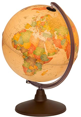 Idena 22904 - Globe lumineux, style antique, avec éclairage LED et interrupteur marche/arrêt, diamètre env. 30 cm, cartes physiques et politiques