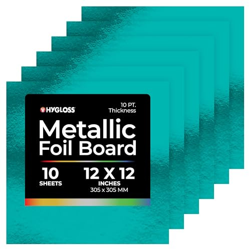 Hygloss Metallic Cardstock Sheets – 10 Shiny Light Blue Sheets, 12” x 12” - Sturdy 10 pt. – Metallic Foil Board Paper for Crafts, Scrapbooking, Posters & Decorations