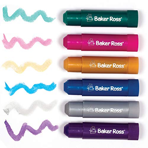 Baker Ross AW948 Metallic Poster Paint Sticks, Arts and Crafts for Kids (Pack of 6), Assorted