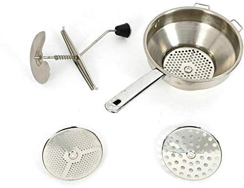 Moulin à légumes en acier inoxydable avec 3 passoires - Passe au lave-vaisselle - Passoire pour fruits et légumes
