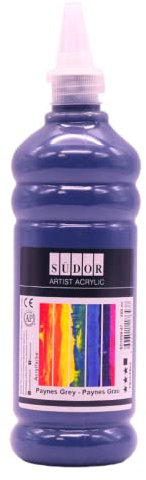 SÜDOR ACRYLFARBE 500 ml - Geeignet für Acryl-Pouring. Hochpigmentierte Künstler-Malfarben zum Bemalen auf Holz, Leinwand, Stein, Papier, Stoff, Metall. Wasserfest. Vegan. (Paynes Grau)