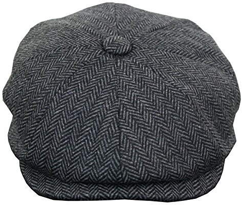 TruClothing Mens Tweed Newsboy Cap Baker Boy Flat Check Grandad Hat Blinder 8 Panel Charcoal L