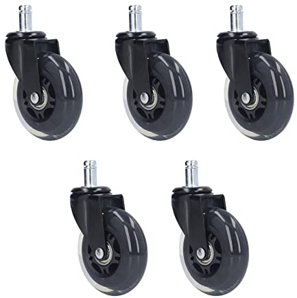 Tissting Stuhlrolle 22 x 11 mm Gerades Einsteckrad, 7,6 cm Möbelrollen - Leise Bürostuhlrollen für Teppich, Fliesen und Holzböden, Einfache Installation, Starke Tragfähigkeit, 360° Schwenklager