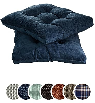 sleepling Stuhlkissen 2er Set Sitzkissen aus Möbelstoff, 40 x 40 x 6 cm, waschbar, dunkelblau