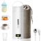 Small Electric Travel Kettle, 500ML/300W Portable Kettle Mini 316 Stainless Steel Water Cup, Automatic Shut-off Heating, with Reversible Lid for Tea, Coffee, Baby Milk,Flip Cover(White)
