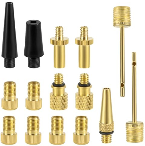 NQEUEPN 15pcs Bike Valve Adapter, Brass Bike Tire Valve Adapter Air Pump Needles Accessories Tool for Bicycle Gym Balloon Swimming Ring Basketball