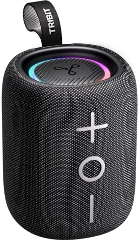 Tribit StormBox Mini 12W Bluetooth 5.4 Funklautsprecher, 360° Surround Sound, XBass, LED-Beleuchtung, 12h Spielzeit, IPX7 Wasserdichtigkeit, drahtlose Stereokopplung, Typ-C, zu Hause/draußen