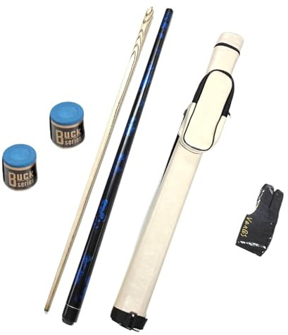 JISADER Stecca da Biliardo, Stecca da Biliardo con Gesso, Punta da 10 mm, Stecca da Biliardo con Guanto, Stecca da Biliardo Professionale in Legno di, Nero Blu