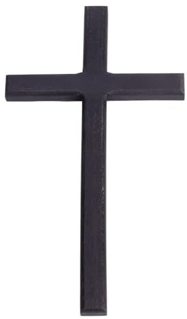 HOBBIESAY Wood Wall Cross 9.8x5.5 Inch Black Wooden Cross Hanging Decoration Catholic Crucifix Wall Mounted Ornament Baptism Gifts Holy Cross Religious Décor Cross Confirmation Cross Gift