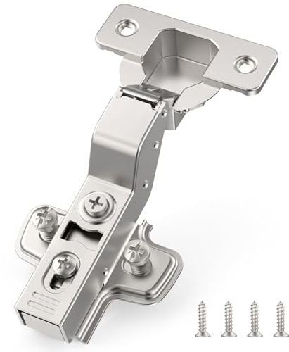 Furniware 10 Pezzi Cerniere a Scomparsa Incasso 3D con Chiusura Morbida - Angolo 45°-105°, Autochiudenti, Nichel Satinato, Clip-On, Acciaio Inox per Ante Armadio/Cucina