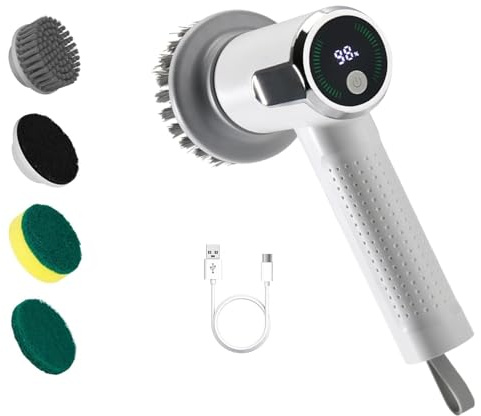 Power Spin Scrubber, Cordless Electric Spin Scrubber with 2 Speed, Handhold Brush Electric Cleaning Scrub Brush for Floor and Cars, Power Scrubber with 3 Replaceable Brushs Heads for Kitchen,Bathroom