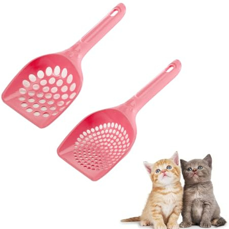 DHWEKU 2 Stück Katzenstreuschaufel, Kunststoff, Katzenstreu, Haustierschaufel, Katze, Hund, Sandsieb, Kotsieb, Reinigungswerkzeug mit Futterspender, Schaufel, Schaufel-Set