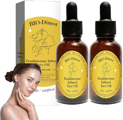 LOYOTICE 2PC Frankincense Resin Oil Infused Organic Black Seed, Castor & Jojoba Oils for Face Anti-Aging Miracle Facial Moisturizer, Anti-Wrinkles Natural Skincare Hydrates Skin(30ml)