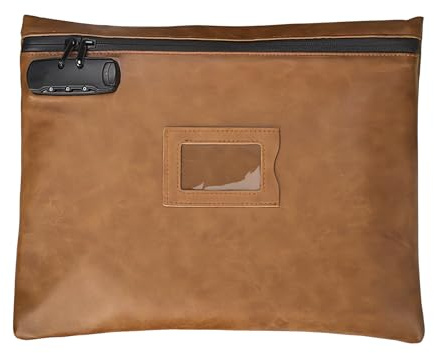 Notary Bag with Lock Money Bag with Lock, Black Locking Bag Locking Money Bag Document Bag for Notary Stamps Notary Supplies Notary Journal Document Storage (brown)