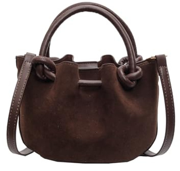 CORIOS Sac Seau à Cordon pour Femme PU Cuir Sac à Main Étanche Sac Portés Épaule Sac Bandoulière Mode Sac Fourre Tout Petite Sac Messager Elégant Travail Achats Voyage Sac Hobo Sacs Cabas Café