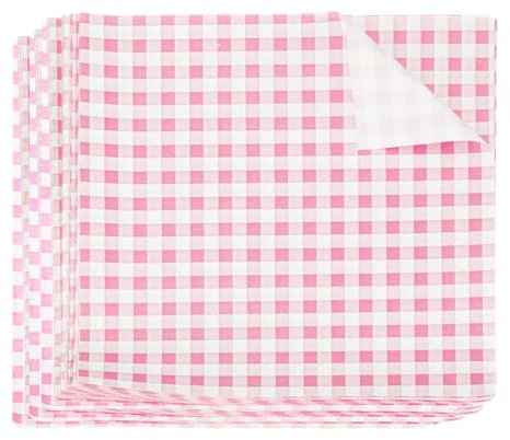 sourcing map 500 fogli di carta cerata quadrata a scacchi, 22 x 22 cm, per alimenti secchi, assorbenti, per panini, panini, panini, hamburger, cucina, rosa