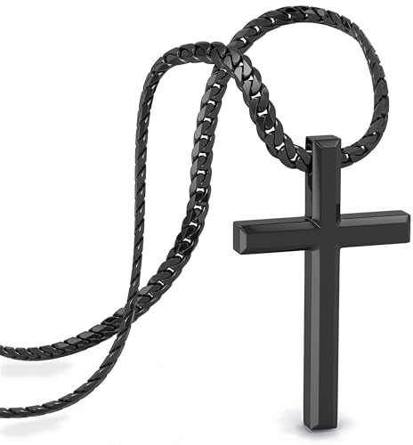 SERASAR Rostfritt Stål Halsband Herr med Hänge Svart Herr Kantkedja Rostfritt Stål Present för Gotisk Kedja Emo Smyckeskrin Herrsmycken Nattvardskedja Silverkedja