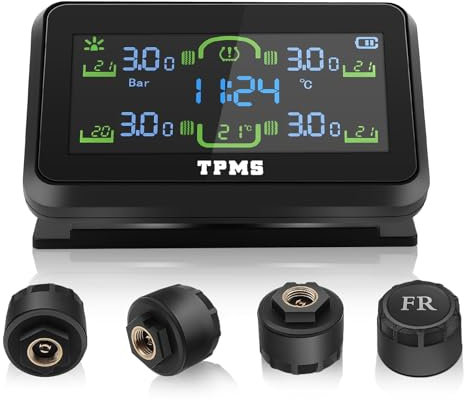 Avutrel TPMS Tyre Pressure Monitoring System, with Detached Bracket, 5 Alarm System,Solar/USB Charging,for RV, Sedan, SUV, MPV, Trailer, Motorhom etc (4 bar)