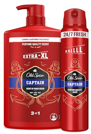Bundle of Old Spice Captain Shower Gel & Shampoo For Men 1000 ml+ Old Spice Captain Deodorant Body Spray 250ml
