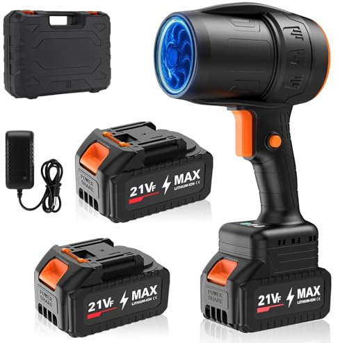Cordless Leaf Blower, 500,000RPM Mini Turbo Jet Blower with 2 Batteries