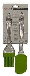 Espatula y Brocha Cocina Silicona (verde pistacho), Mango de plastico ergonomico, libre de BPA, (28,5x5cm), no daña la Sartén, resiste altas temperaturas