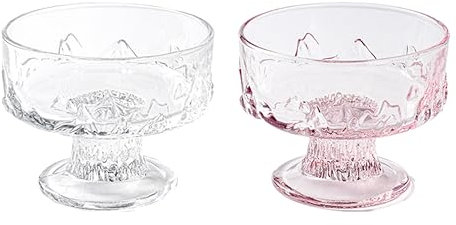OnePine Juego de 2 Copas Helado Vidrio, 200ml Cuenco para Helado, Cuencos para Postre, Fruta, Gelatina, Copa Postre Cristal Ideal para Casa, Restaurantes y Fiestas