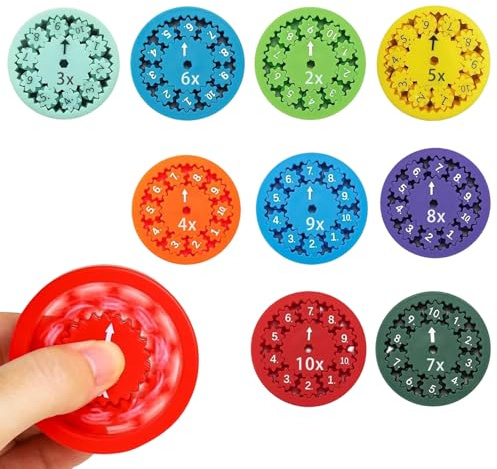 EULAPGOE 9 Pezzi Giocattolo Educativo Spinner Matematico Portatile – Colori Vivaci per Esercizi di Moltiplicazione e Divisione, Strumento Interattivo per Bambini e Adulti